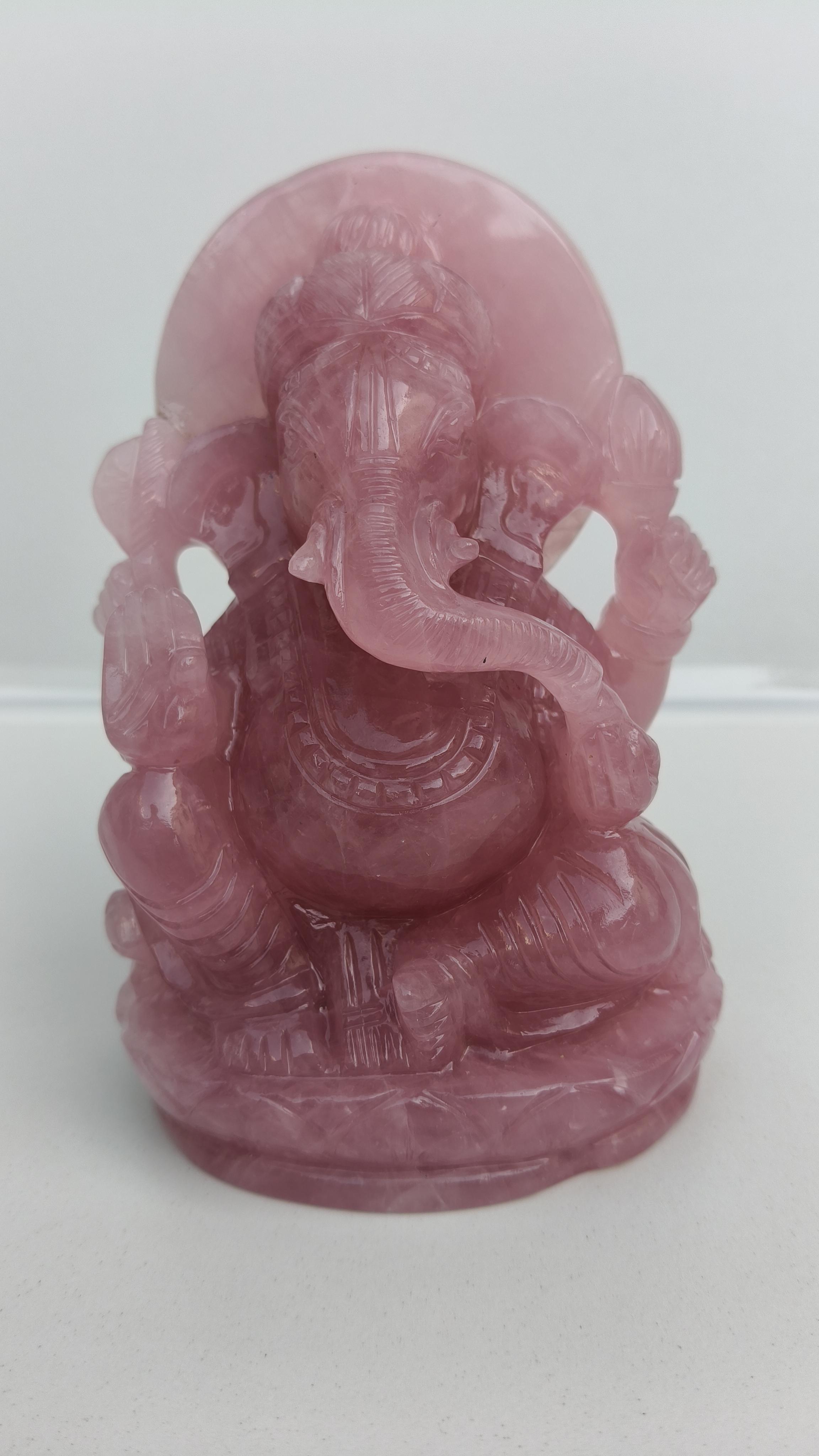 ROSE QUARTZ GANESHA, ELEPHANT DEITY,GANESHA STATUE, GANESHA CARVING, HANDCRAVED CARVING, CARVING GANESHA, CRYSTAL GANESHA, GANESHA CARVING, CYSTAL GANESHA, JADE GANESHA