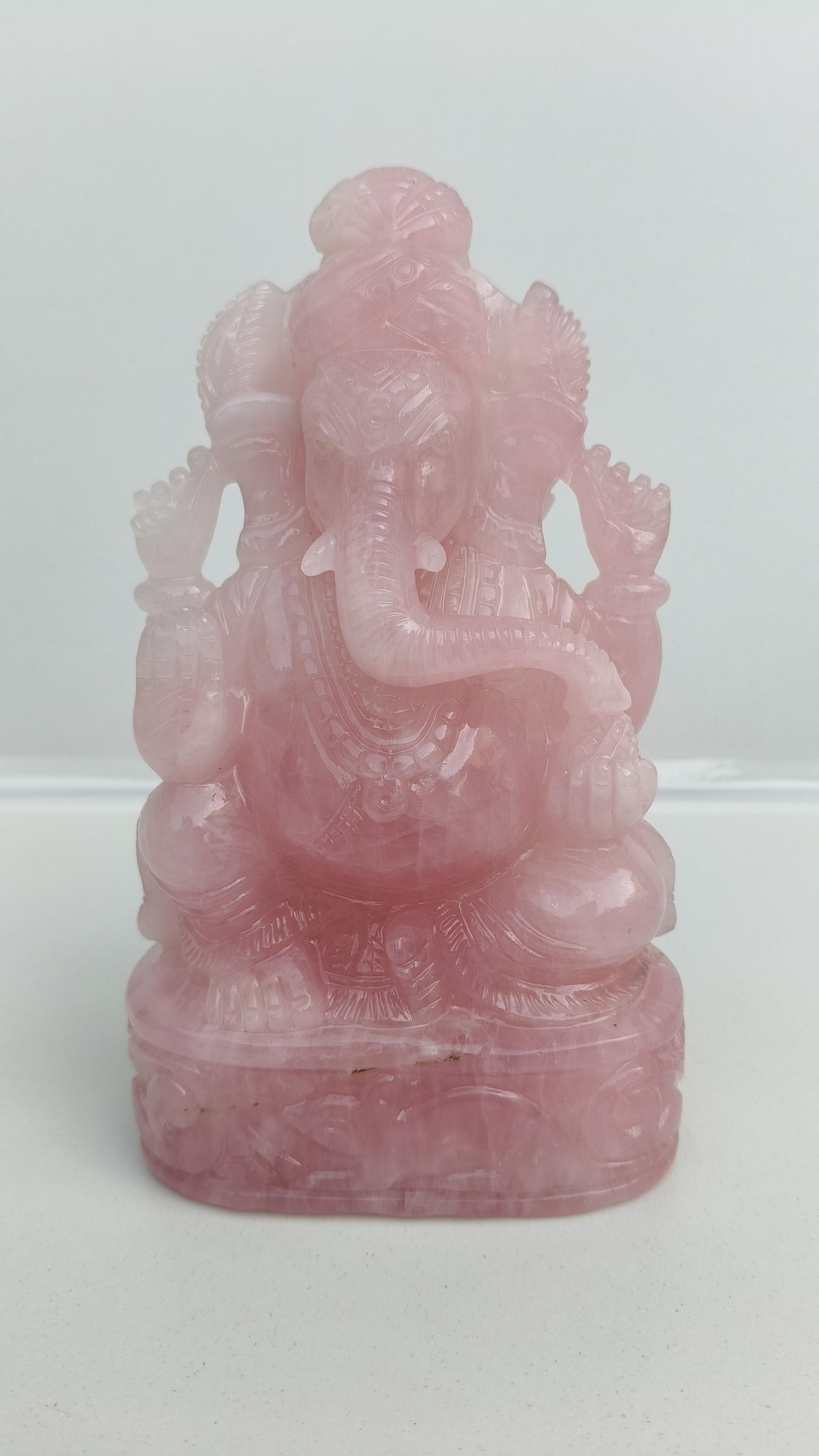 ROSE QUARTZ GANESHA, GANESHA STATUE,ELEPHANT DEITY, GANESHA CARVING, HANDCRAVED CARVING, CARVING GANESHA, CRYSTAL GANESHA, GANESHA CARVING, CYSTAL GANESHA, JADE GANESHA